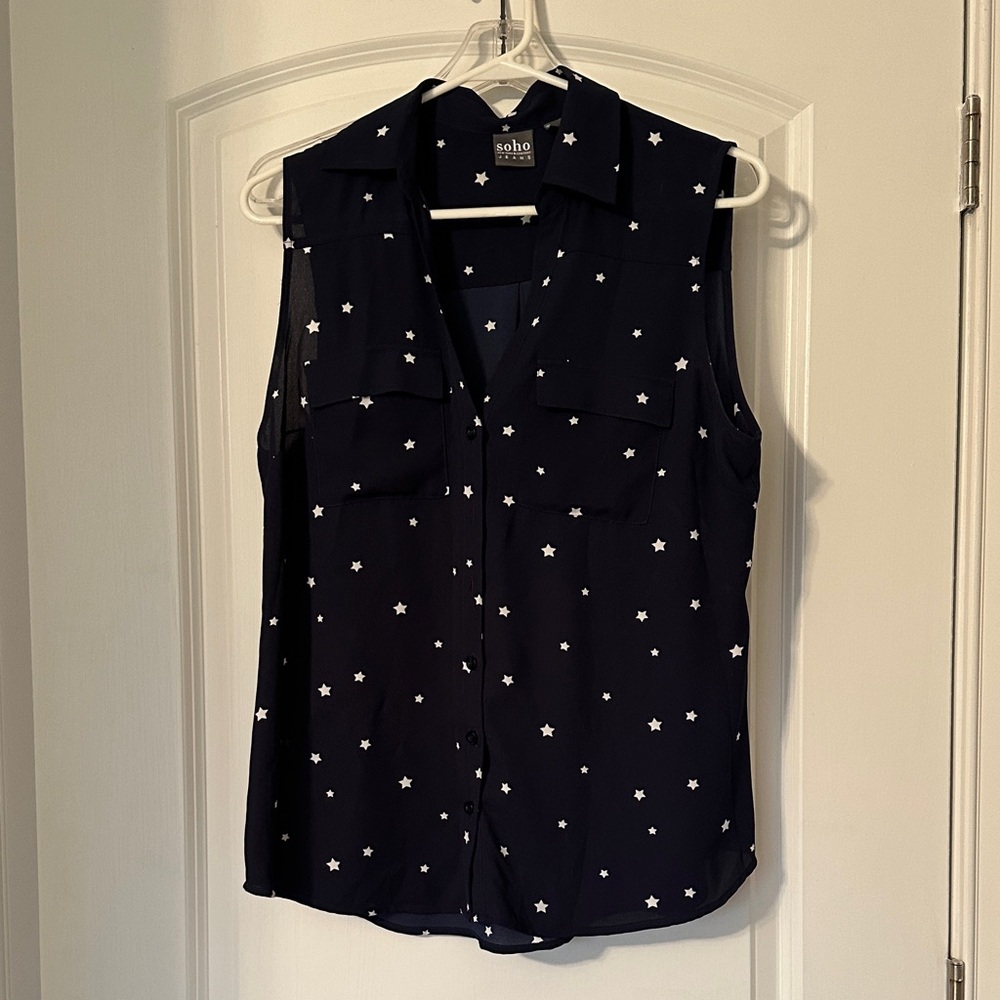 Soho Apparel Women's navy blue Star Sleeveless Blouse